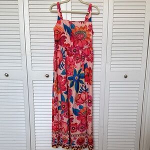 Floral Pink Maxi Dress with adjustable straps